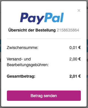 Übersicht PayPal